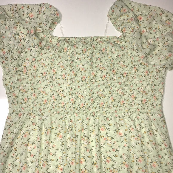 Hesperus New w tags Dress Long Short sleeve light green floral size 3xl - Picture 5 of 7